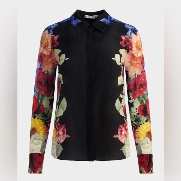 Alice + Olivia Brady Button-Front Top. - Picture 2 of 14